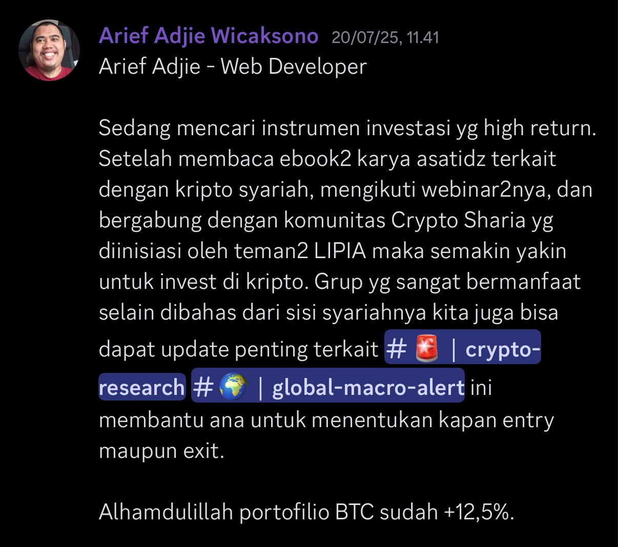 Testimonial dari Arief Adjie Wicaksono